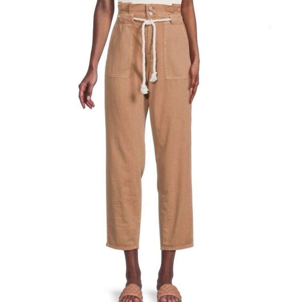 NWT BLANKNYC Womens Straight Leg Paperbag Pants with Rope Belt Size XL